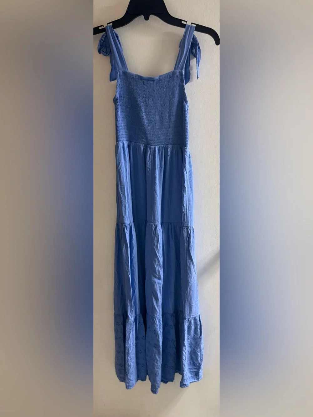 Maurices Blue Tie-Shoulder Smocked Maxi Dress - Picture 4 of 4